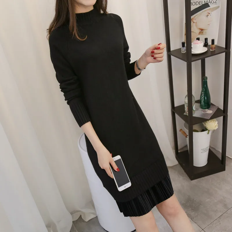 Свитер женский вязаный с высоким воротом свободный длинный на осень/зиму WXF567 2020 |