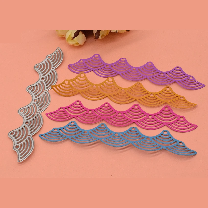 Wave Lace Edge Metal Cutting Dies Background For Scrapbooking Paper Card Craft Knife Mould Stencils | Дом и сад
