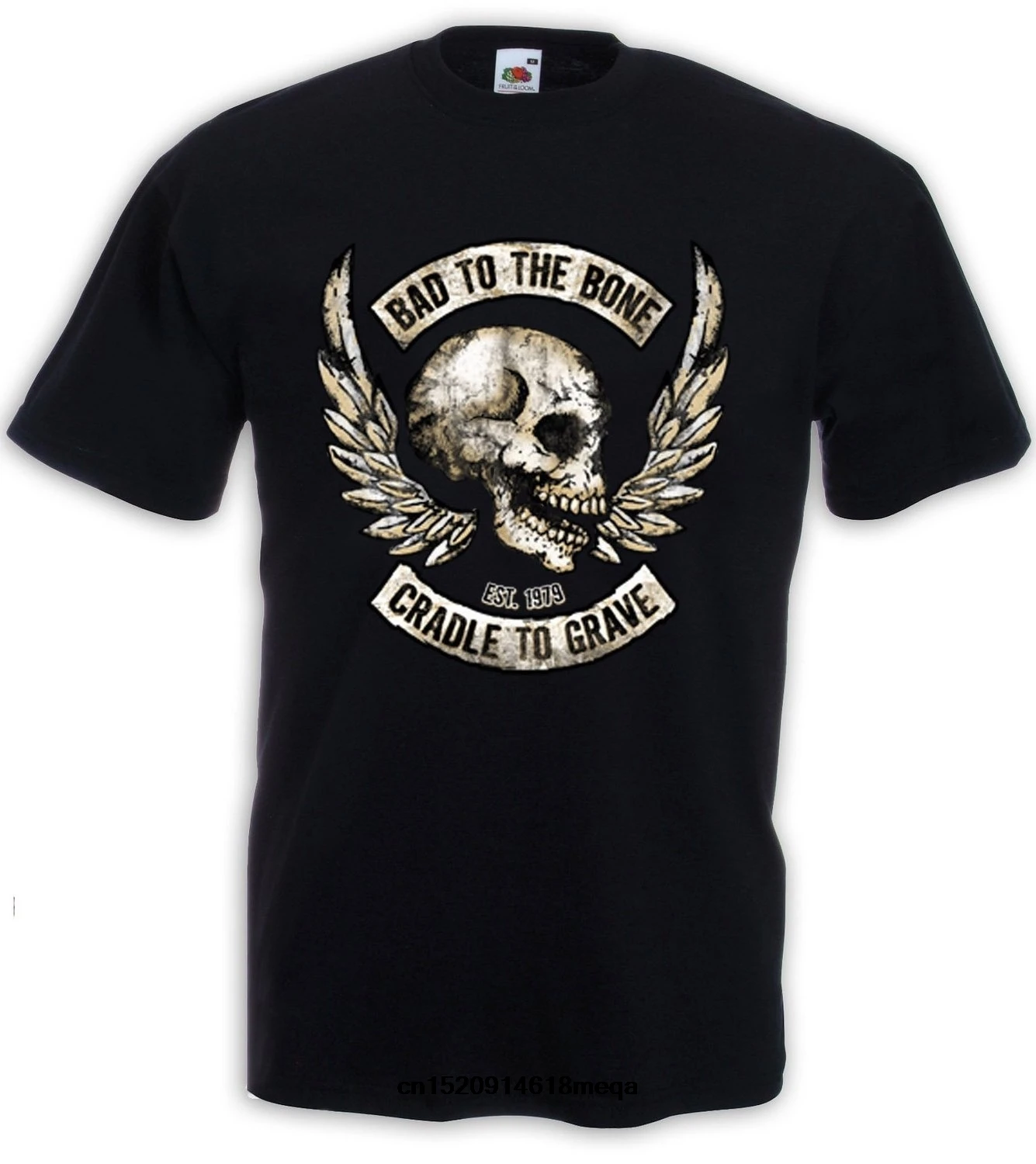 Футболка Новая модная мужская футболка в стиле рок Bikesr Bad To The Bone Skull Black M L XL XXL