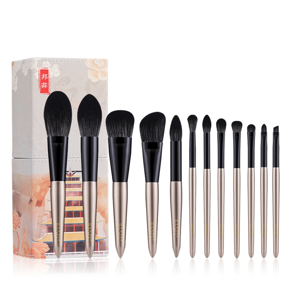 

12PCS Makeup Brush Kit Soft Makeup Tools for Eyeshadow Powder Blush Highlight with PU Storage Bucket Cosmetic Brushes Full Set