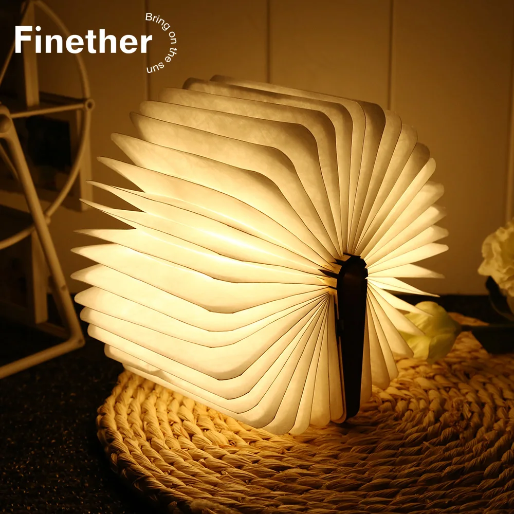 Инновационная светодиодная складная деревянная настольная лампа в форме книги