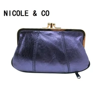 nicole co 2021 genuine leather coin purse sheepskin change purse metal hasp closure card holder wallet zipper small bag women