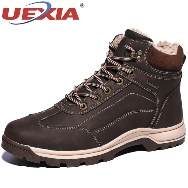 Уличная обувь UEXIA мужские зимние ботинки высокого качества теплые плюшевые