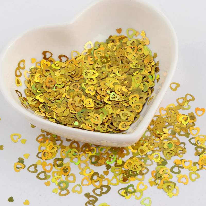 Блестки 4 мм полые пайетки для ногтей в форме сердца ультратонкие лазерные