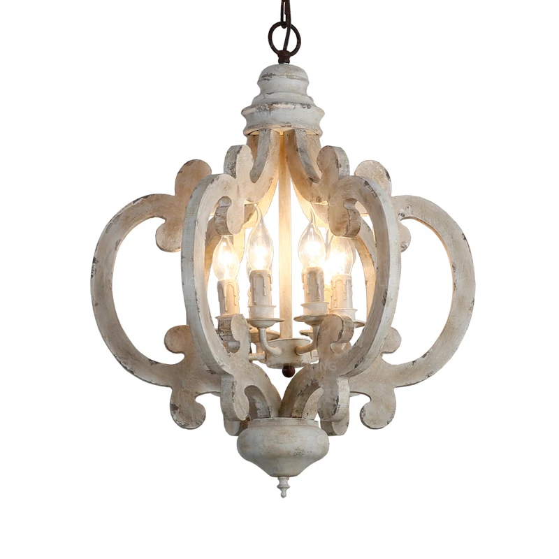 Винтажный подвесной светильник из белого дерева ретро античный французский