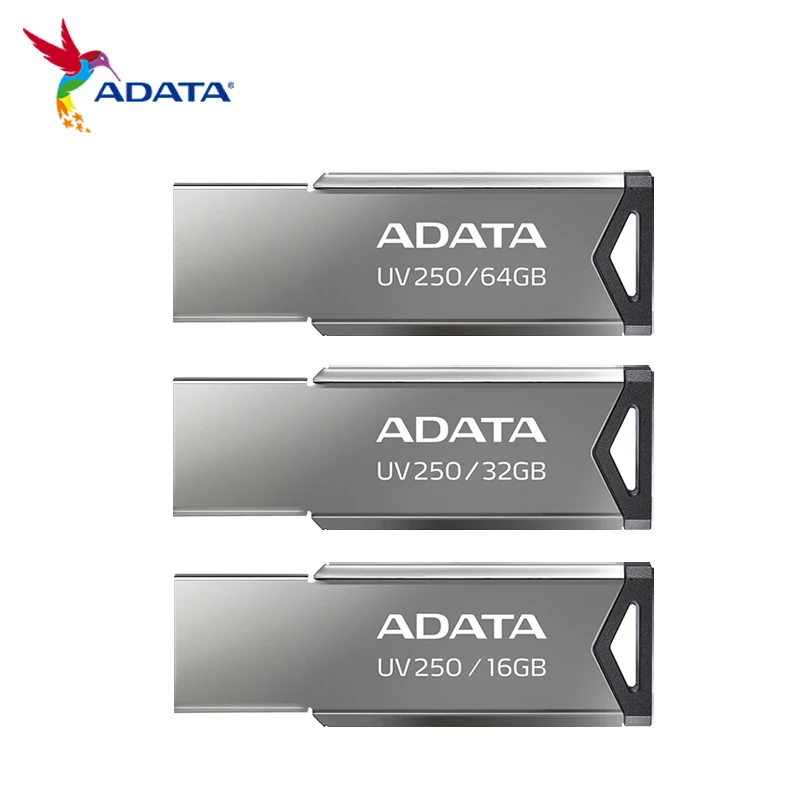 

100% Original ADATA USB Flash Drive UV250 64GB 32GB 16GB USB 2.0 Pendrive Disk Metal Portable Memory Stick U Disk For PC
