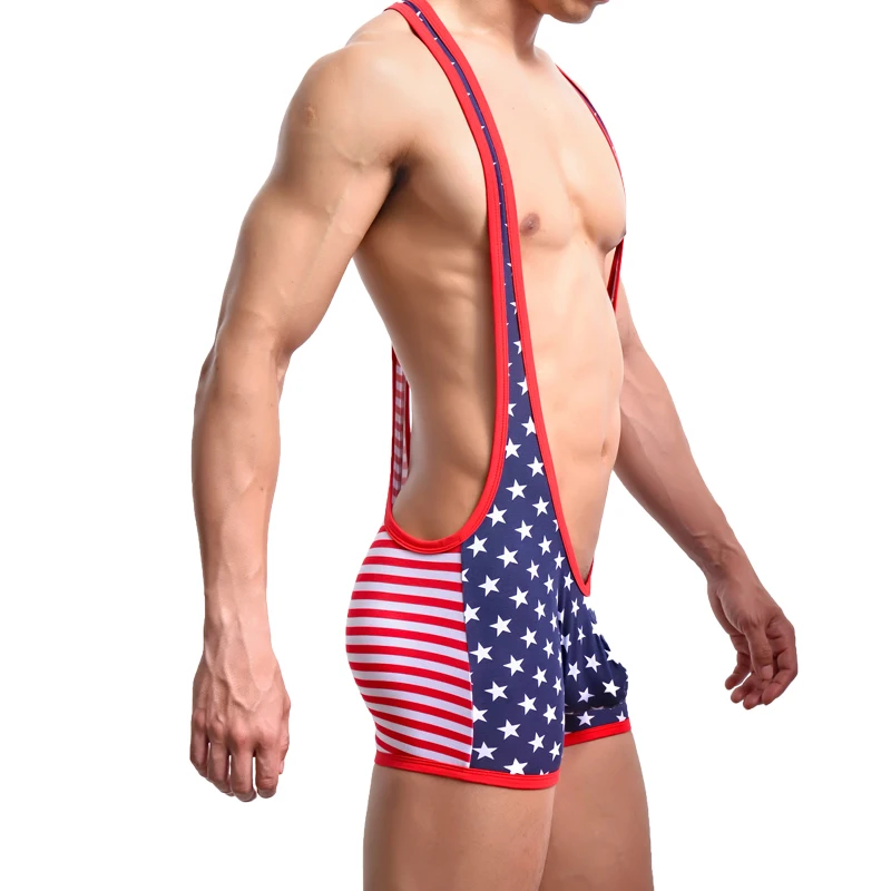 Мужской боди с принтом костюм трико промежность нижнее белье сексуальное