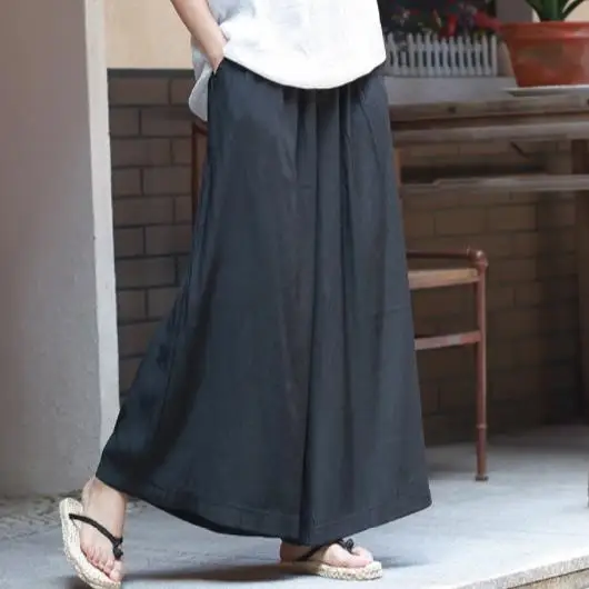 Женские осенние летние шелковые брюки черные cuprammonuium pantalon mujer свободные широкие с