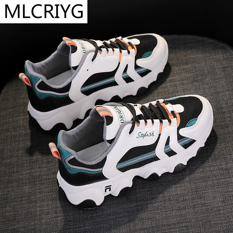 

2021 Women's Lace-up Color Matching Non-slip Mesh Sneakers Fashion Women's Shoes Autumn Comfortable Breathable Casual Shoes