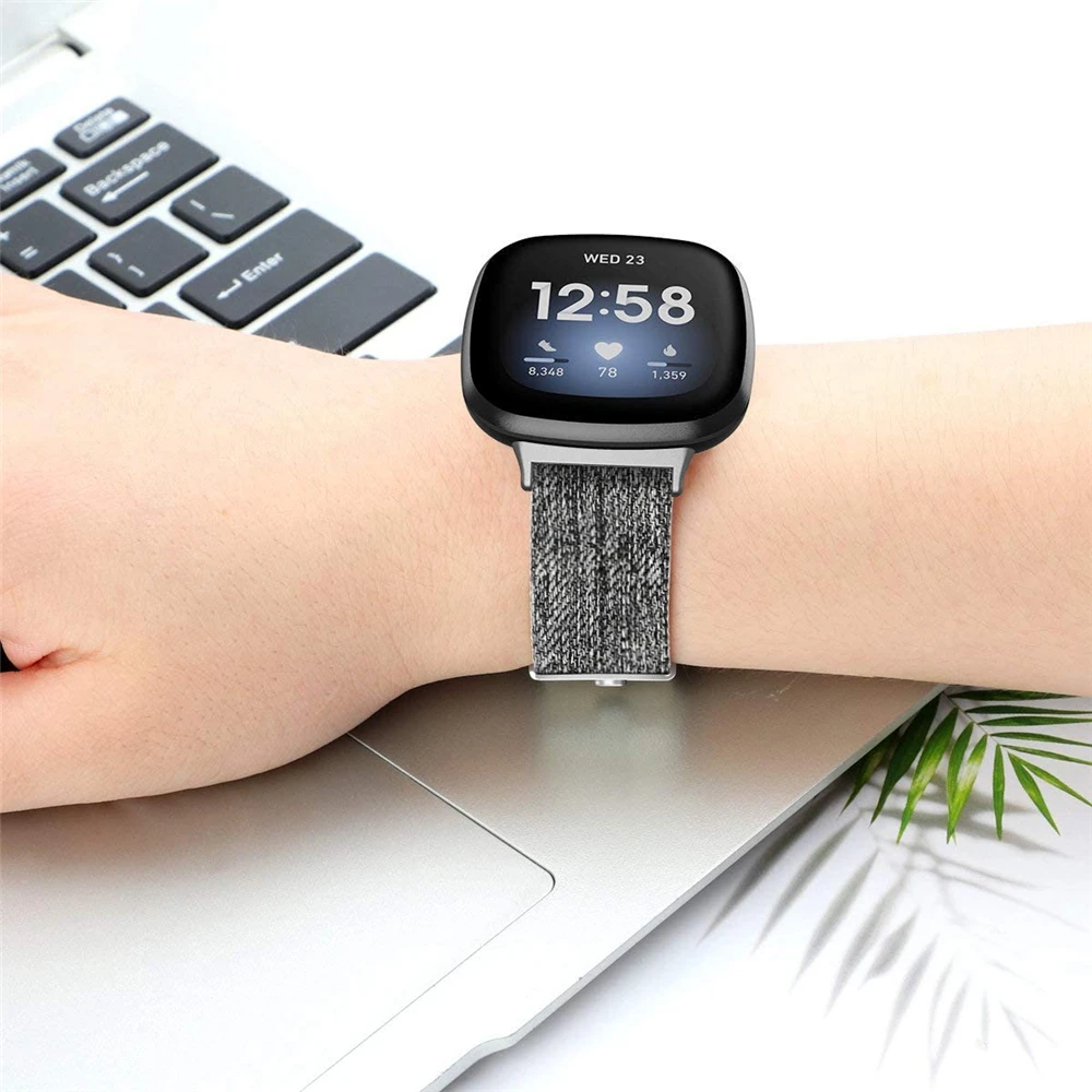 Тканевые ремешки совместимые с фитнес-браслетом versa 3 мужские и женские дышащие