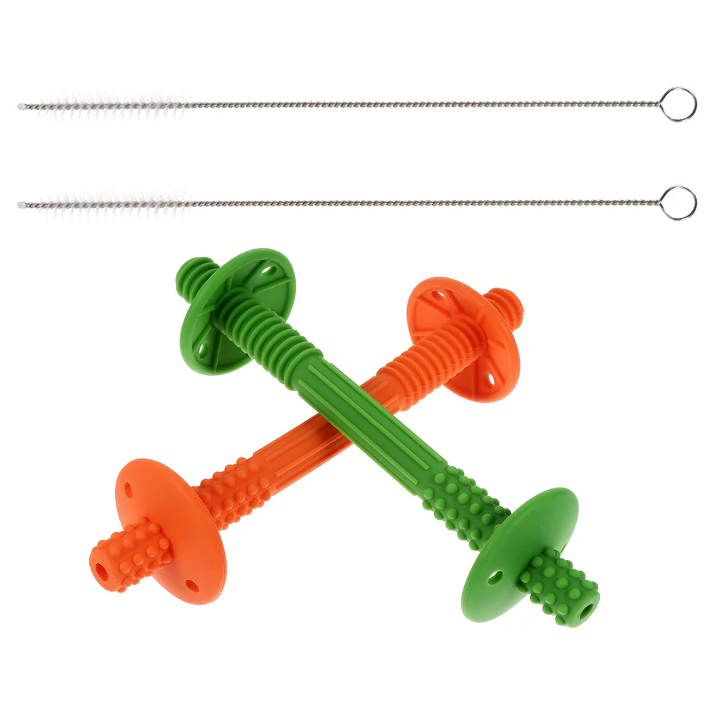 

2Pcs Silicone Rods with Cleaning Brush for Reliving Gum Pain