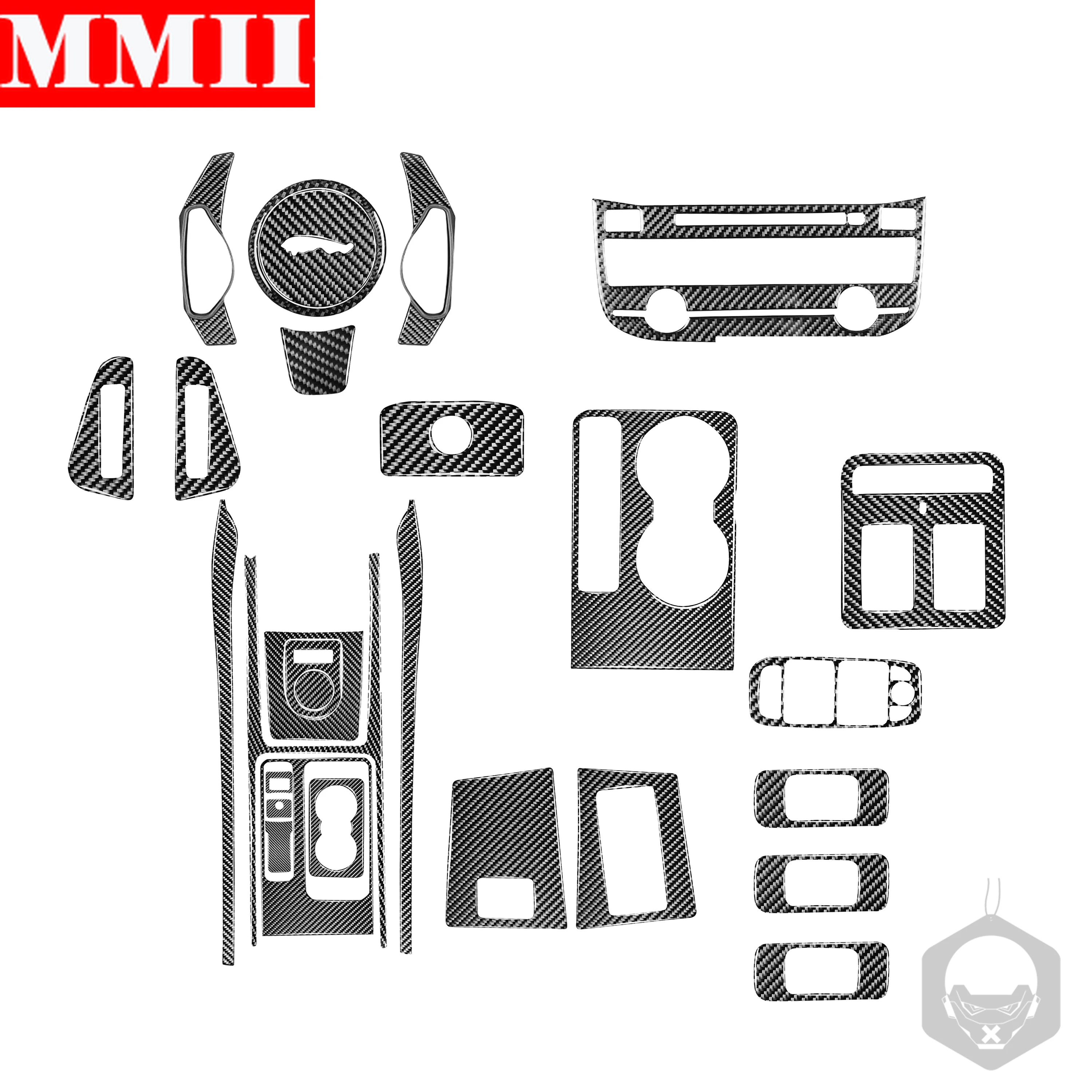 For Jaguar F-PACE X761 XE X760 XF X260 Carbon Fiber Sticker Center Control Gear Box Frame Water Cup Set Interior Car Accessories