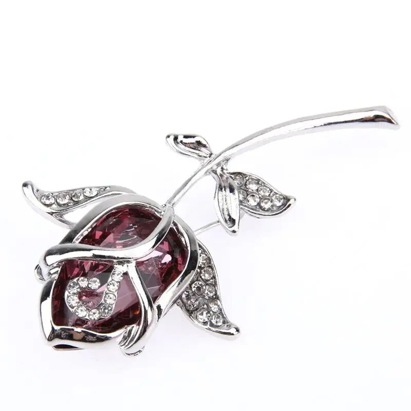 Брошь из сплава с розовым кристаллом и эмалью булавка для одежды костюмов