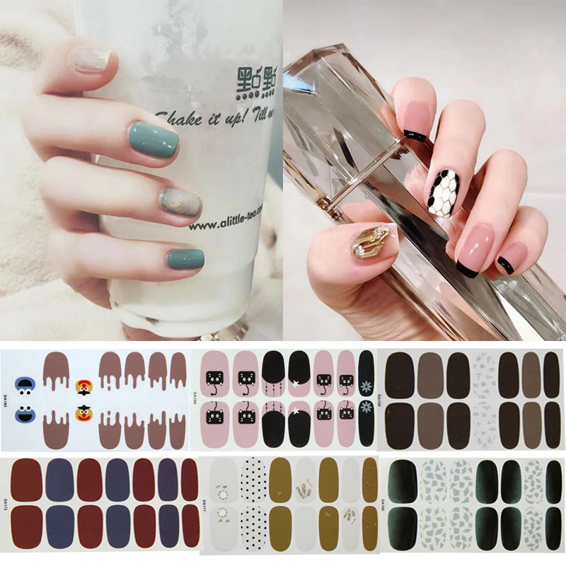 14tips/лист ногтей наклейки лак змеиной кожи узоры в полоску стикеры Лидер продаж DA