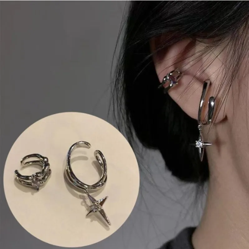 

Fashion Personality Star Clip Earrings For Women Simple Cartilage No Piercing Ear Cuff Adjustable Jewelry Gift