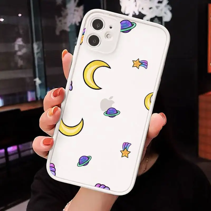 

Space planet moon alien Phone Case Matte Transparent for iPhone 7 8 11 12 s mini pro X XS XR MAX Plus cover funda