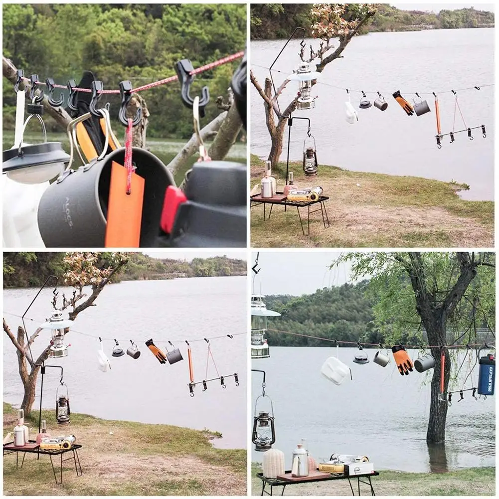 

Outdoor Camping Windproof Clothes Line Portable Travel Stretchy Elastic Clothesline with Fixed Buckle Outdoor Tool Hanging Rope