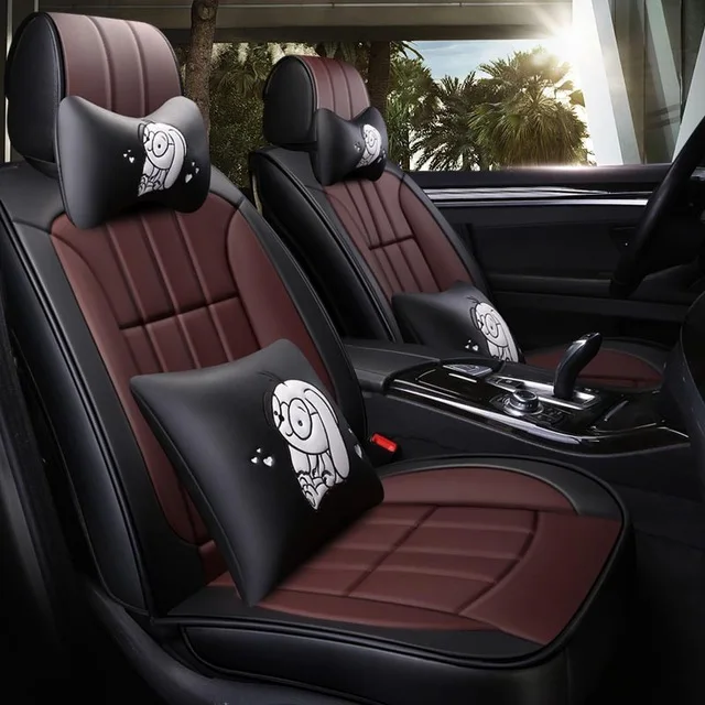 Cartoon Роскошные кожаные чехлы для сидений автомобиля toyota lc200 mark 2 premio prius 20 30 rav 4 rav4 tundra venza verso - Название цвета: Cartoon