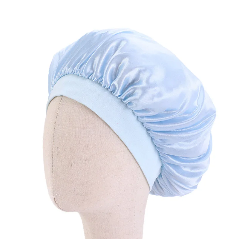 

New children's night hat soft wide-brimmed stretch satin baby sleep night hat baby hat suitable for children aged 2-8