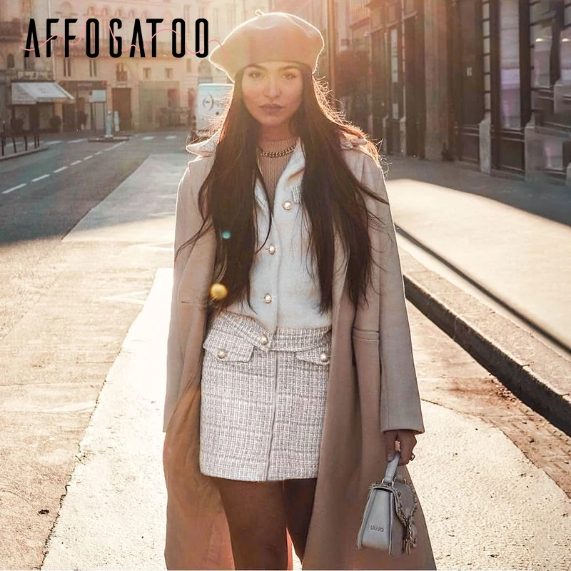 Женский костюм из двух предметов с юбкой и жакетом твида | Женская одежда