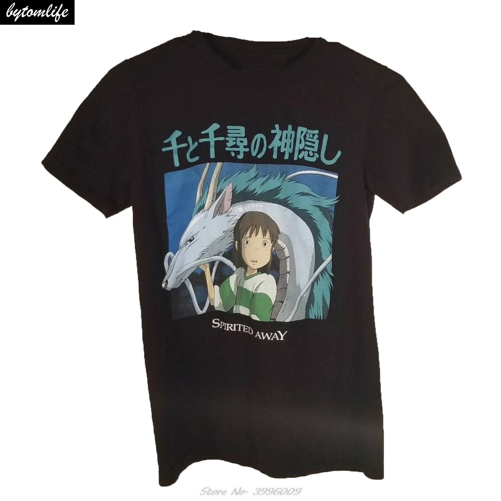 

1991 hot inc Mens Spirited Away Studio Ghibli Miyazaki Anime Black T-Shirt Summer Short Sleeve Cotton Tshirt Streetwear