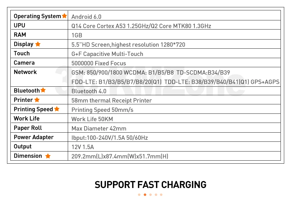 КПК android 3g Pos терминал Системы 5,5 дюймов Дисплей мобильный портативный принтер 58mmSmart пос-терминал принтер Беспроводной Bluetooth