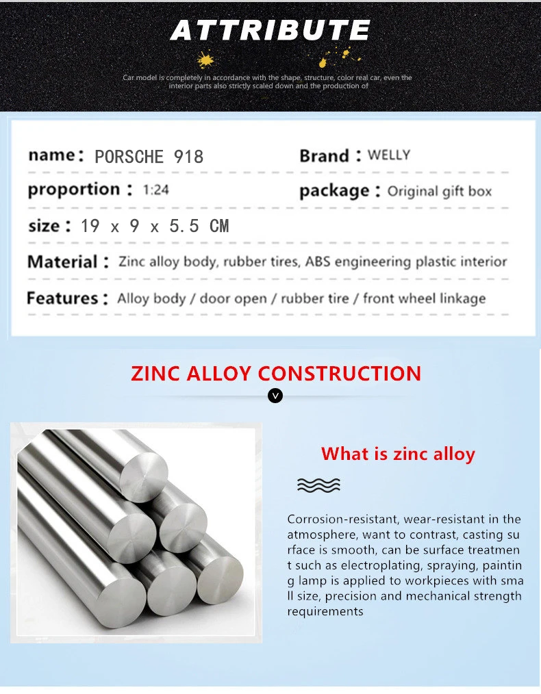 Welly 1:24 Porsche 918 модель автомобиля из сплава Модель автомобиля украшение автомобиля коллекция Подарочная игрушка Литье под давлением модель игрушка для мальчиков