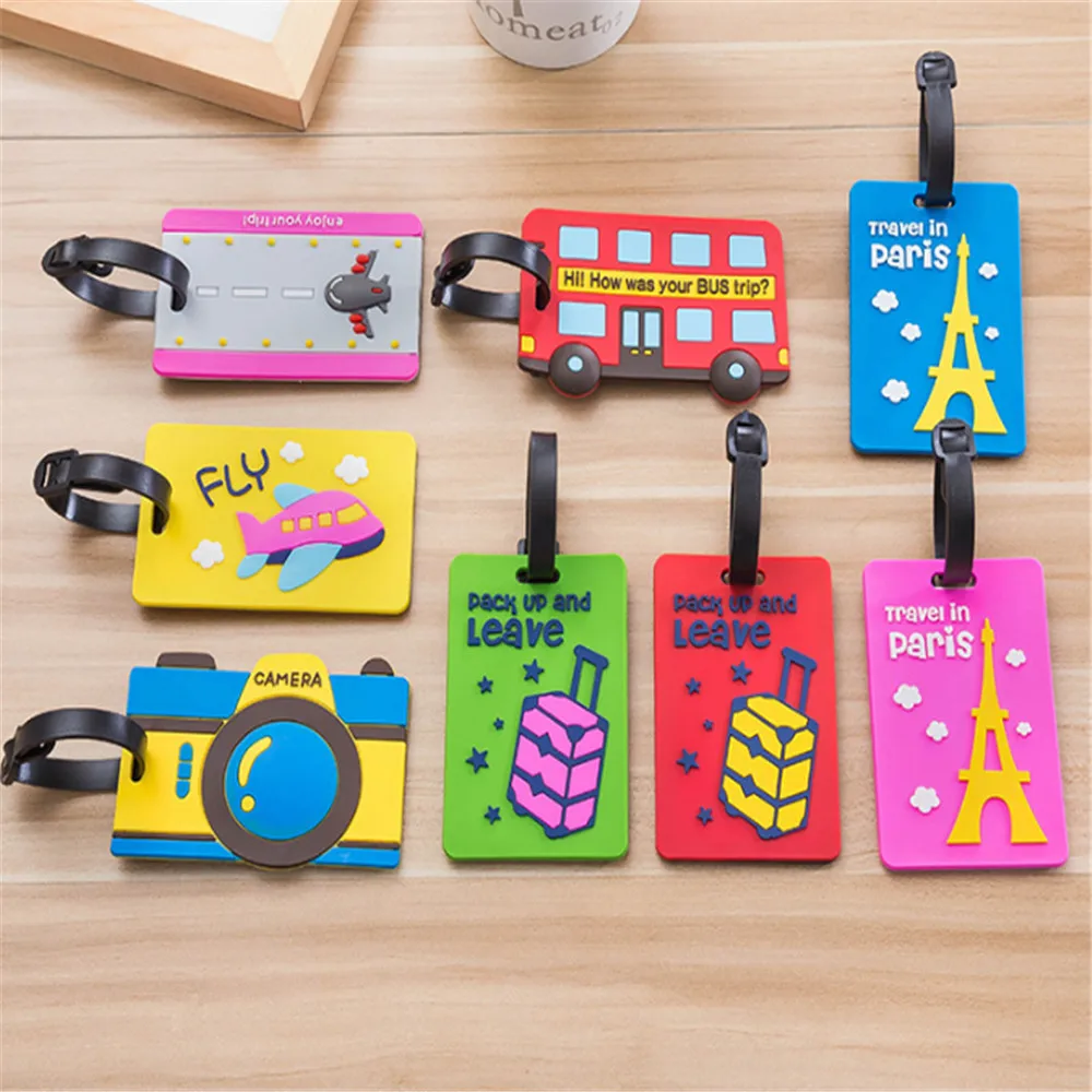 Мультяшный ярлык для женского и мужского чемодана из силикона|Принадлежности
