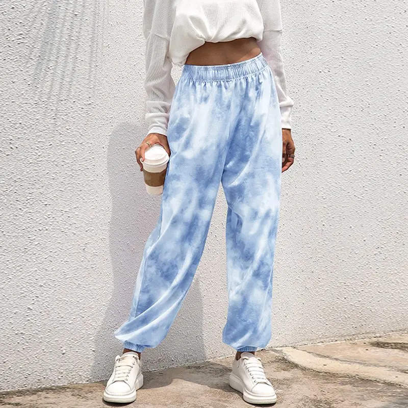 

MoneRfii Tie Dye Printed Sweatpants Women Casual Loose Long Trousers Elastic High Waist Pants Capris Joggers Streetwear Hip Hop
