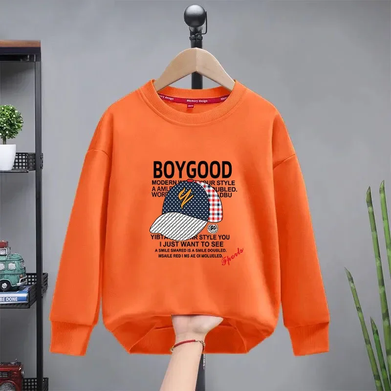 

Spring & Autumn Polyester Boys T-Shirt New 2021 Korean Version Fashion Long Sleeve Round Neck Casual Print Children's Clothing