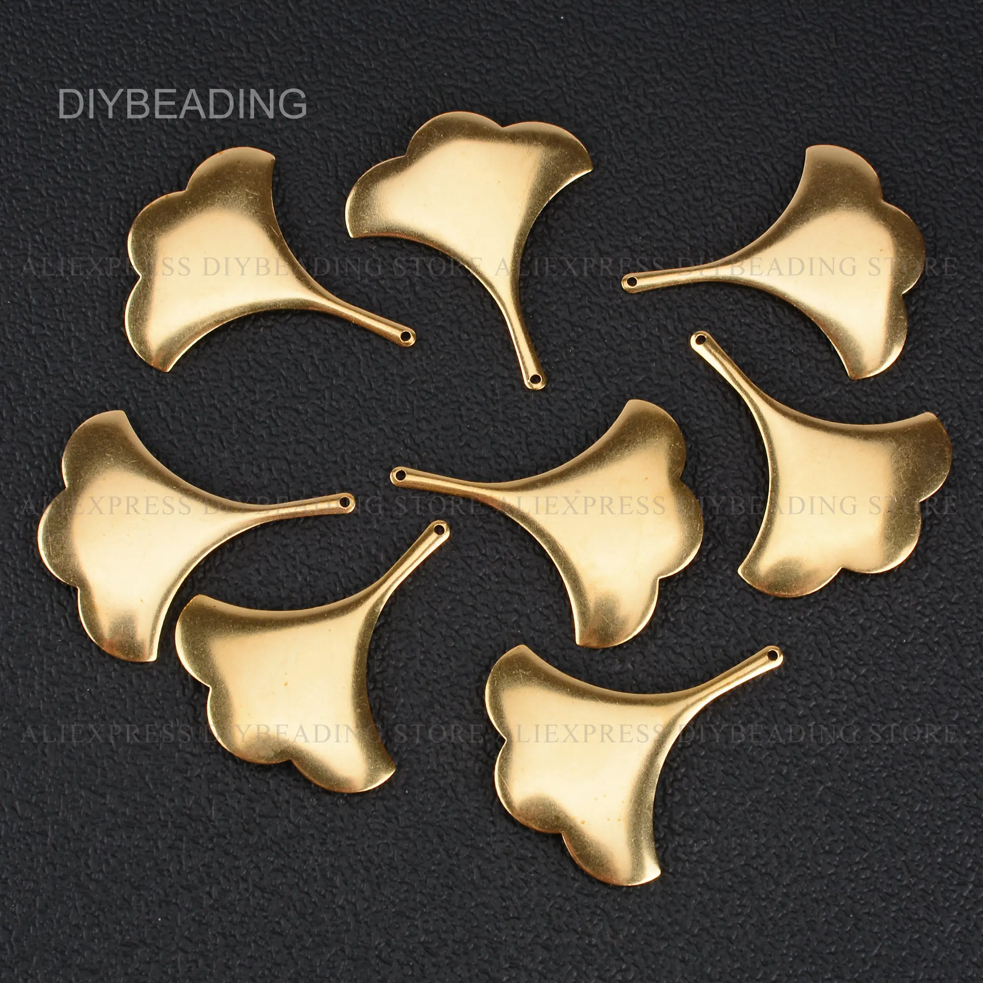 10-500 Pcs Brass Charm Pendant Bulk Wholesale Curved Gingko Leaf Plant Charms Component Finding for Making Earrings Jewelry | Украшения и