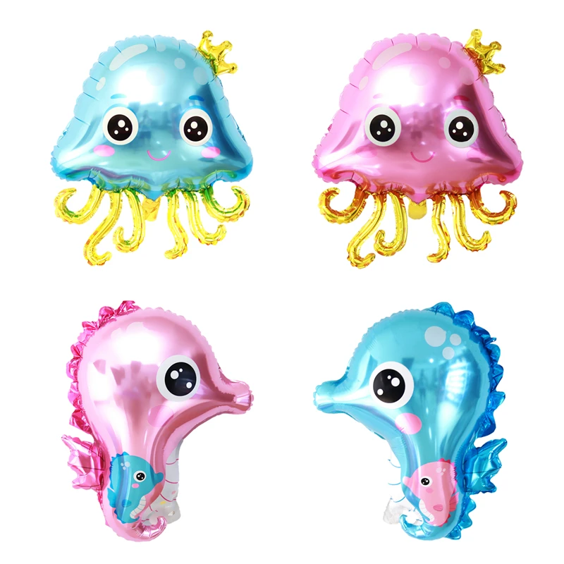 

New Cartoon Seahorse Octopus Aluminum Foil Balloon Birthday Party Decoration Boy Girl Inflatable Toy Marine Life