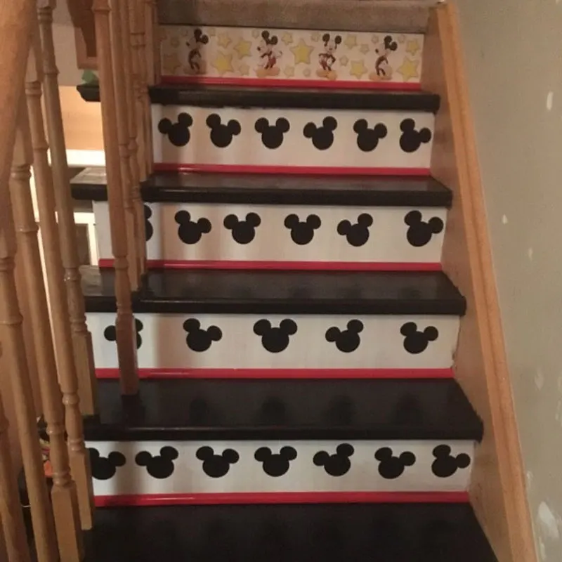 30 шт./компл. Микки Маус Винил Мультфильм лестничные наклейки стакан конверт