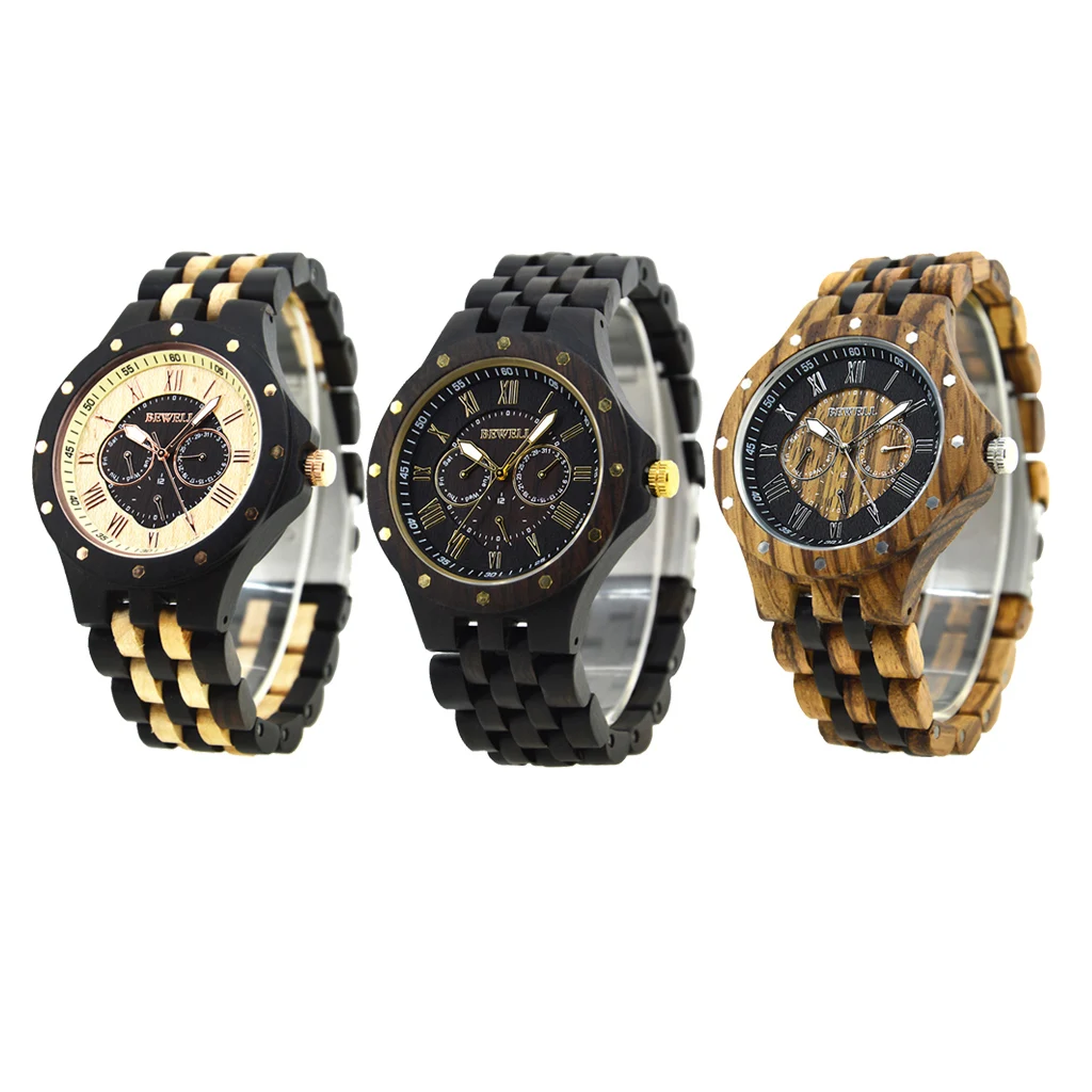 

Mens Casual Watch Handmade Wooden Watch Anlog Quartz Watch with 200mm Strap