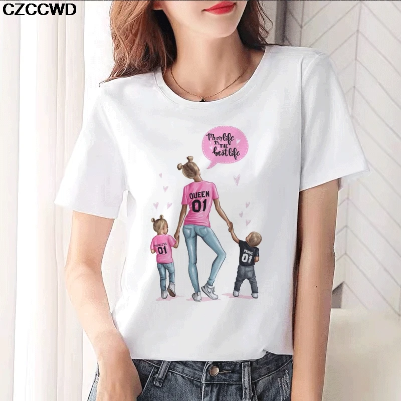 

Милая летняя футболка с принтом «Мама любви», свободные топы с коротким рукавом, футболки большого размера, повседневная женская футболка ...