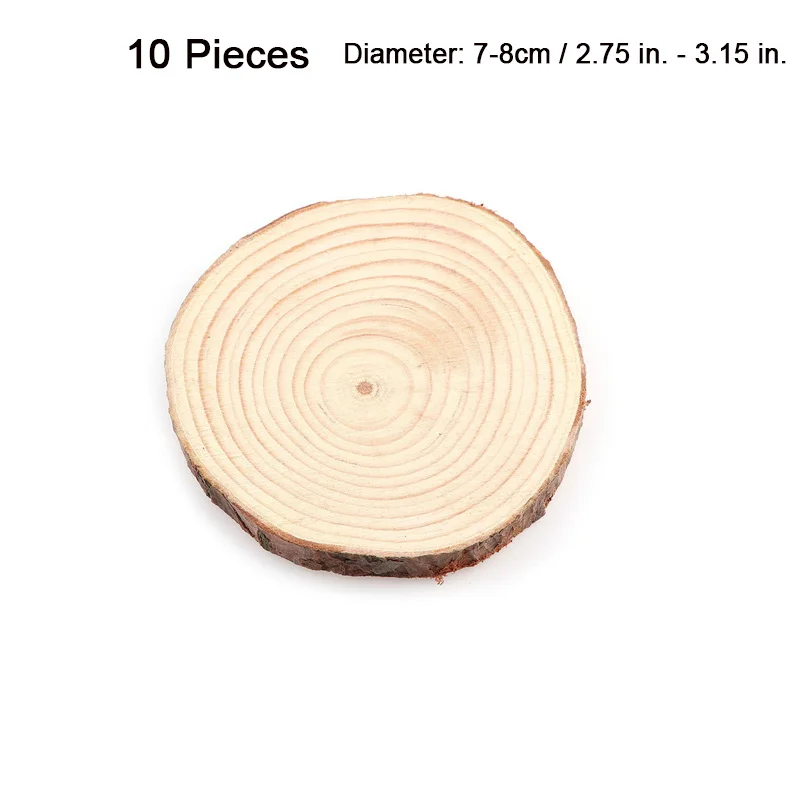 10PCS 7-8cm 20 см 21 см Деревянный Круглый Круг необработанные кусочки дерева украшение для дома для гостиной ручные каботажные изделия DIY живопись дерево-ремесло - Цвет: 10PCS 7-8cm