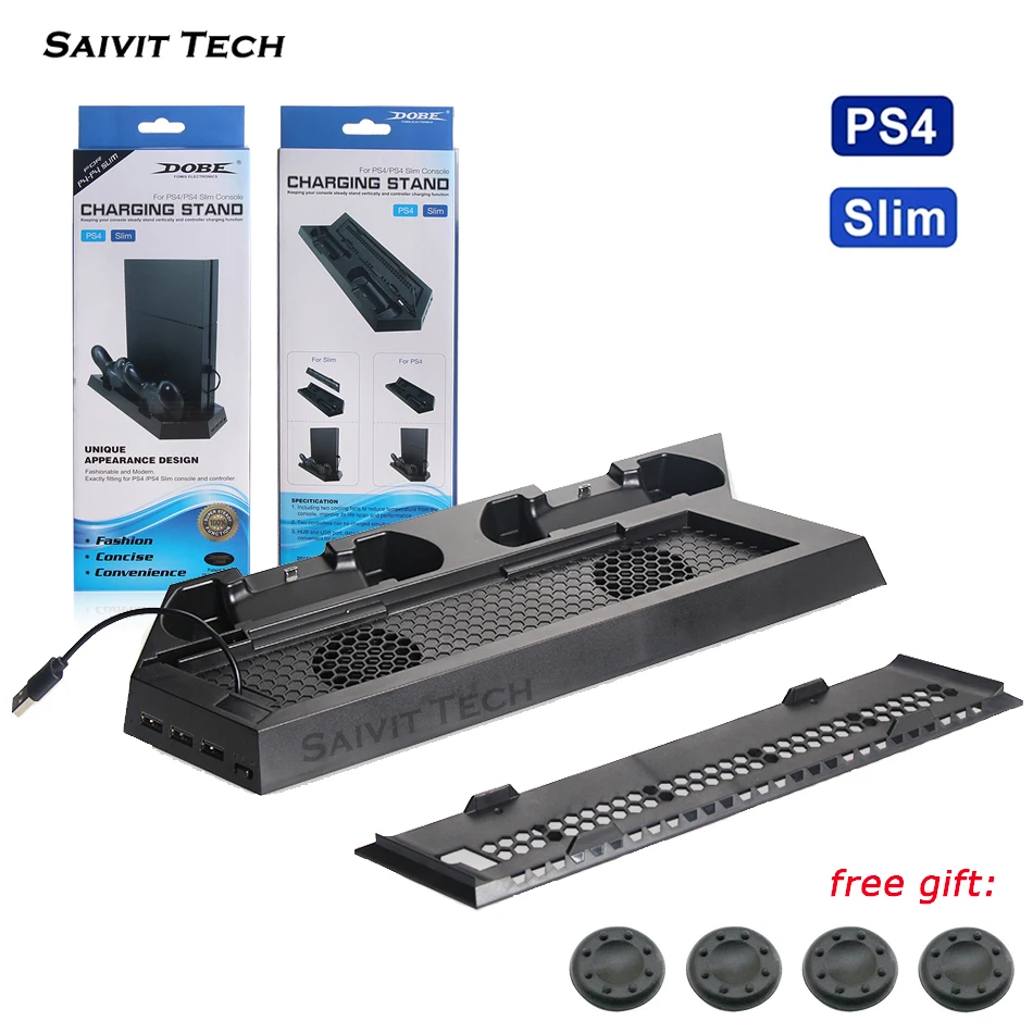 Multifunction Vertical Cooling Fan Stand Dual Gamepad Controller Charging Dock Station For Sony PS4 / Slim |