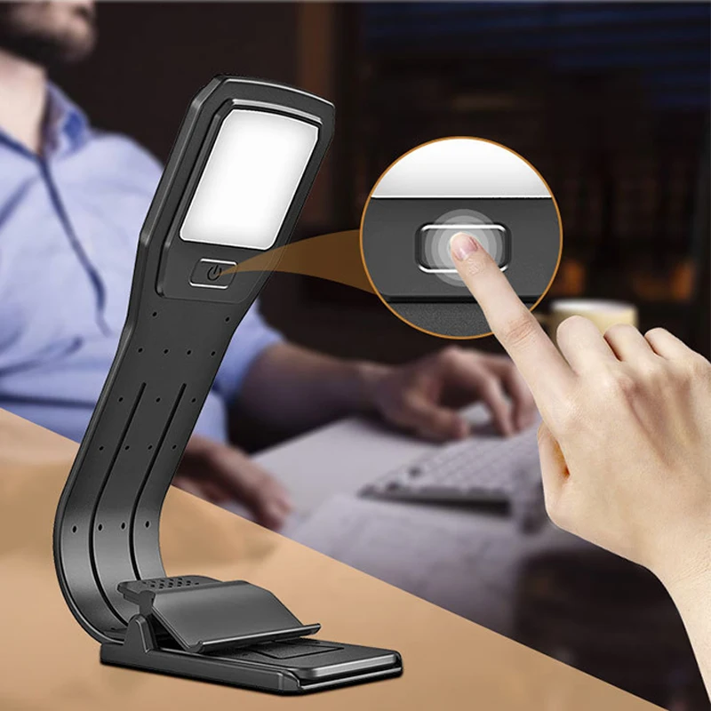 Portable LED Reading Book Light with Detachable Flexible Clip USB Rechargeable Lamp for Electronic Paper Book Laptop Notebook