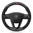 Черная замша, углеродное волокно, кожа Чехлы рулевого колеса автомобиля для Seat Leon 5F Mk3 2013-2020, Ibiza 6J, Tarraco Arona Ateca Alhambra