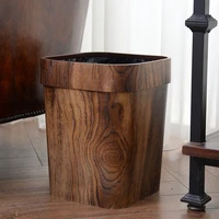 square wood grain trash can household plastic uncovered office bathroom trash can