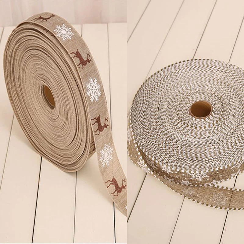 Рождественская лента олень льняная Снежинка кружевная для свадьбы елка