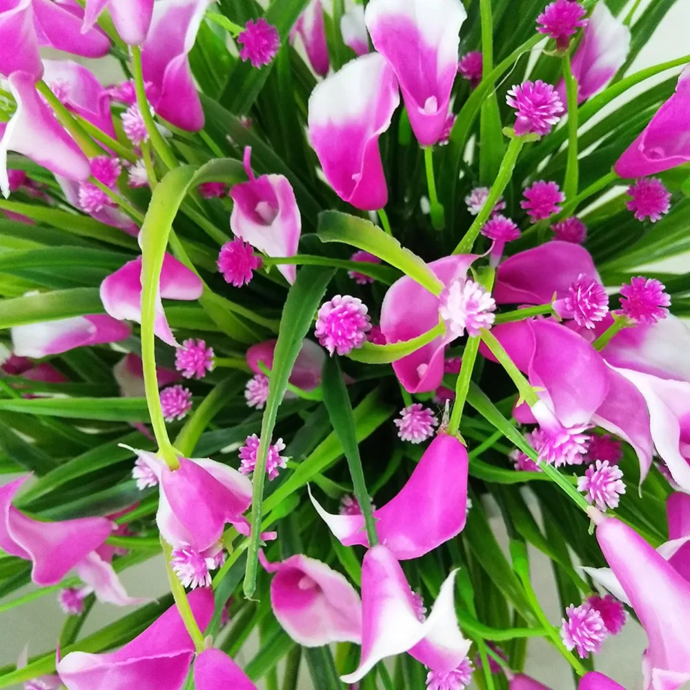 1 бутон 7 вилок 21 искусственная Калла с листьями букет пластиковые искусственные