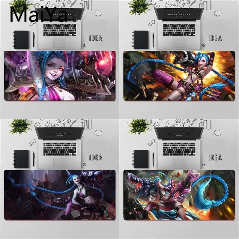 Высококачественный игровой коврик для мыши Maiya League of Legends Jinx из натурального
