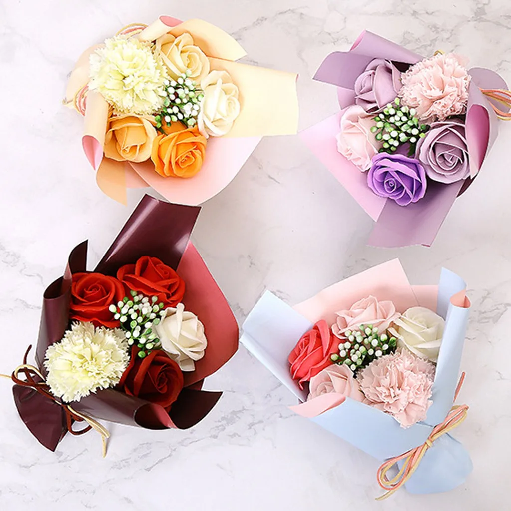 

Valentine's Day DIY Soap Flower Gift Rose Box Bouquet Wedding Home Festival Gift Artificial Flowers Bouquet #