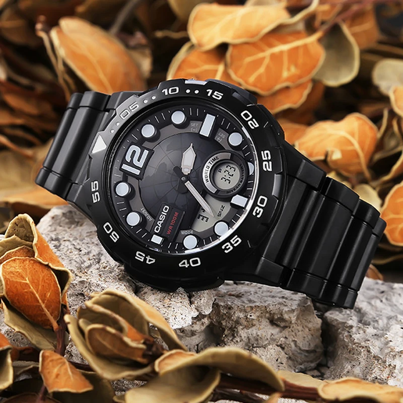 Casio часы Лучшие продажи взрыва часы мужчины установить лучший бренд класса люкс LED военный цифровые часы спортивные 100м Водонепроницаемые кварцевые мужские часы relogio masculino reloj hombre erkek kol saati AEQ100 - Цвет: AEQ100W1A-1