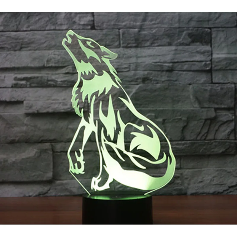 3D светодиодный ночной Светильник волком вой с 7 цветов светильник для украшения