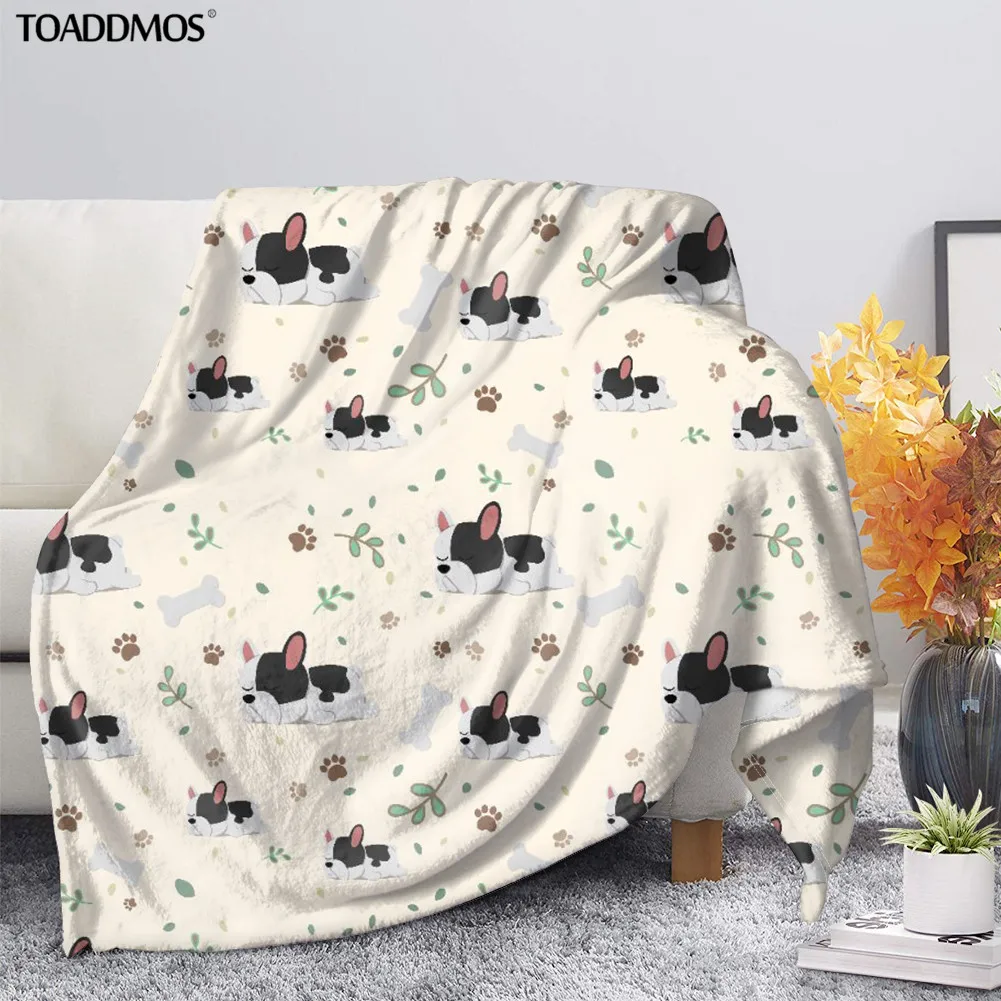 TOADDMOS Cute Animal Dog Print Thin Fleece Blanket for Kids Adults Sofa Nap Throw Blanket Comfort Bed Sheet Home Bedding Manta