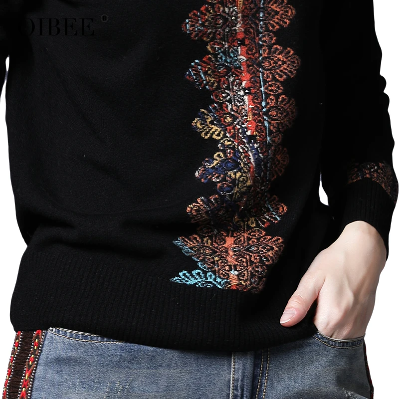 

OIBEE Europe pyrene printed sweater women 2020 autumn and winter new high neck pullover long sleeve bottoming shirt short top