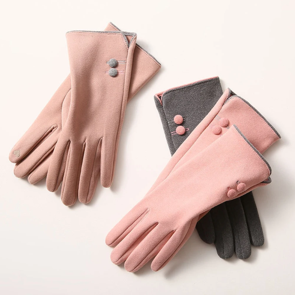 Winter warm Plush touch screen Student Korean cute car windproof and cold resistant thickened gloves