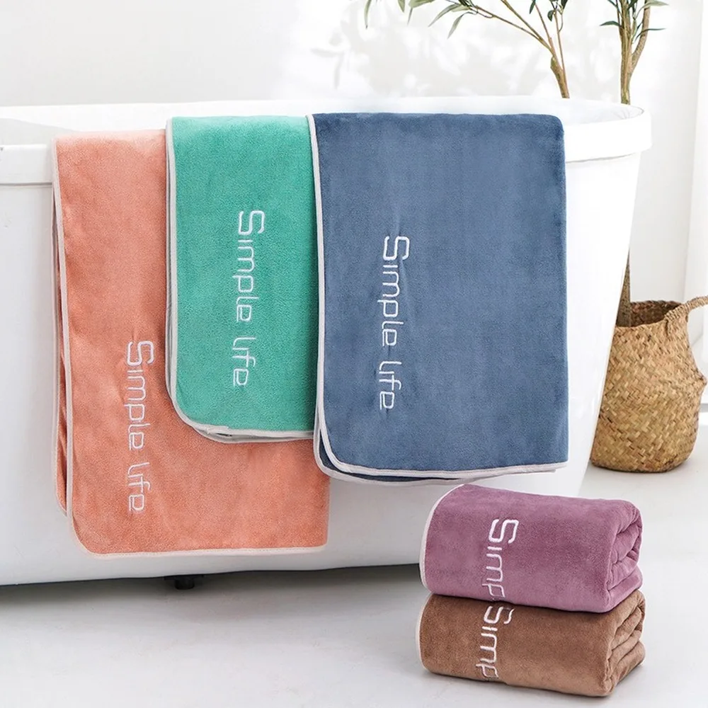 

Family Match Bath Towel for Daily Life 5 Colors Solid Superfine Fiber Bathcloth for Adult Kids 70X140 CM Rectangle Towel